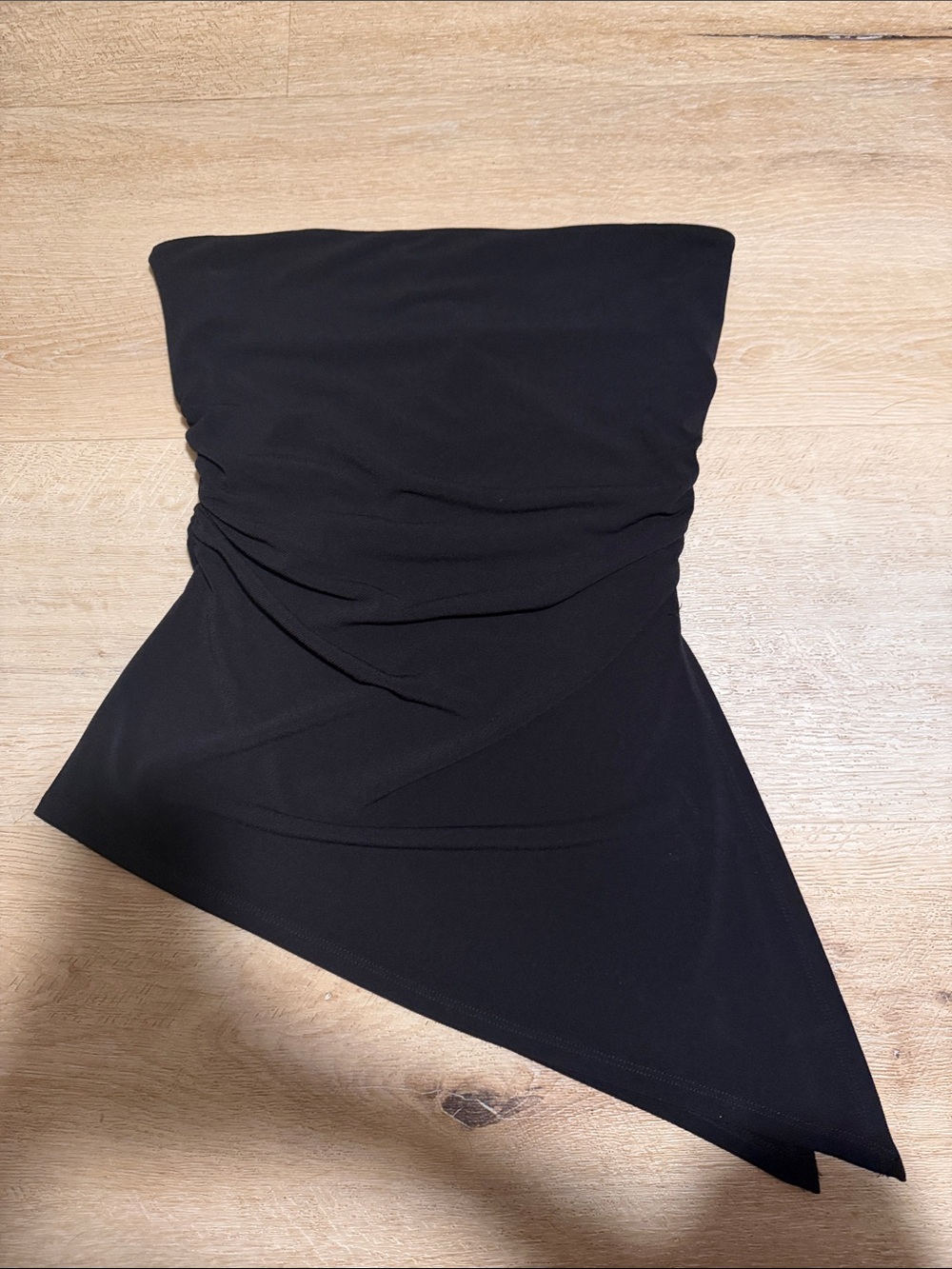 BDG Black Strapless Asymmetrical Ruched Dress